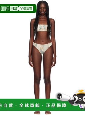 1h可退 香港直邮潮奢 toteme 女士 灰白色拉褶比基尼 243WSW1079F