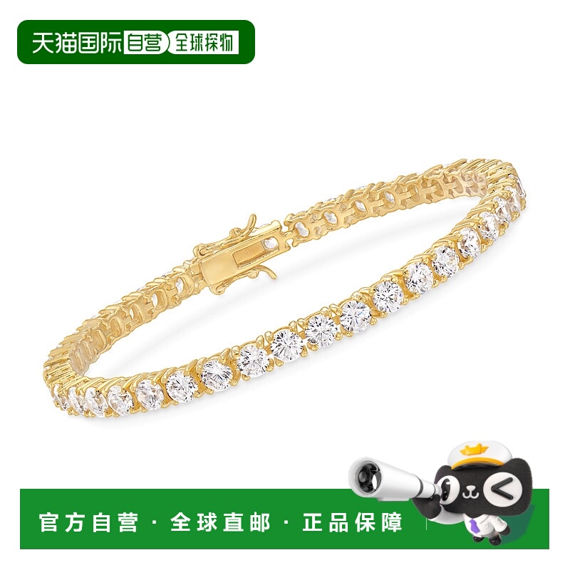 自营 Ross-Simons CZ 网球手链 18kt金镶嵌在纯银上 - 7 英寸 美