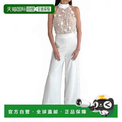 自营endless blu.All Eyes On You Embellished Jumpsuit In Whit