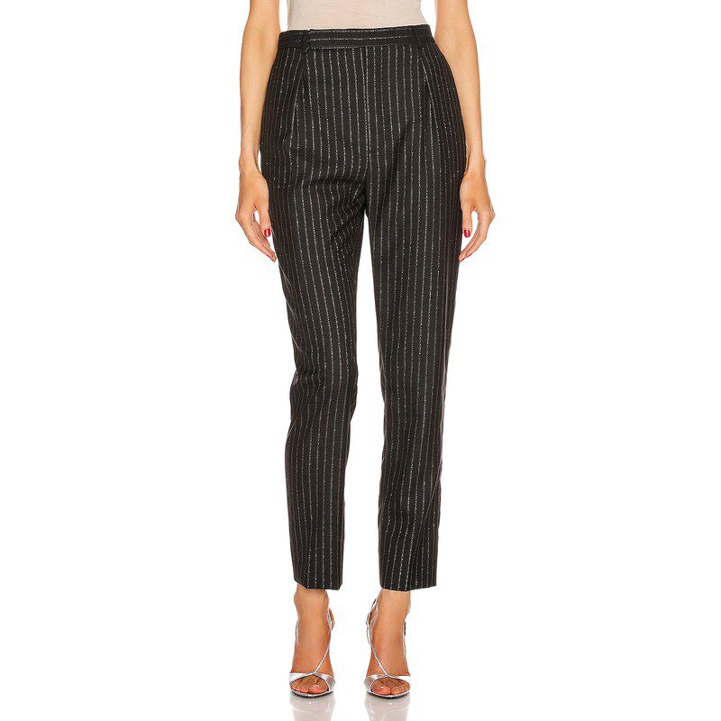 Saint Laurent 圣罗兰 女士 条纹精细剪裁裤子 611057Y1A90