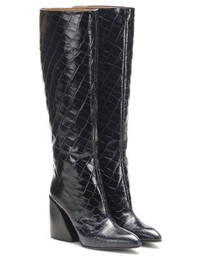 Chloe 蔻依 女士 波浪纹鳄鱼纹皮质靴子 000767