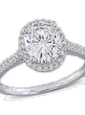 自营 Mimi & Max 14k 白金 2 克拉 DEW 椭圆形莫桑石和 1/4 克拉