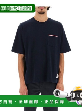 香港直邮THOM BROWNE 男士T恤 MJS183A07323415 CO 蓝色 圆领短袖