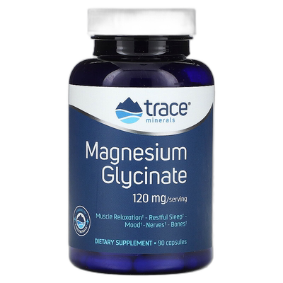 香港直邮露那辛,Magnesium Glycinate, 120 mg, 90 Capsules胶囊