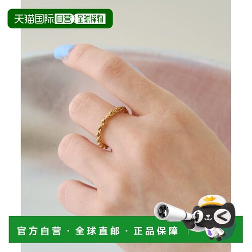 1h可退 日本直邮OCUCCI jewelry 女士 绳纹设计925银镀18K金戒指