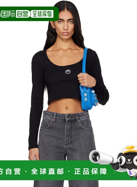 香港直邮Marine Serre 女士 黑色 Moon Logo Jersey 长袖 T 恤 WT