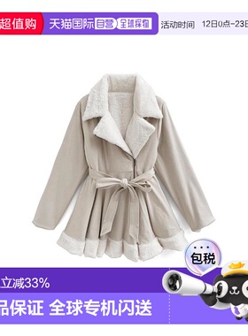 日本直邮日潮 GRL 带蝴蝶结腰带的毛绒感廓形皮草西装大衣 K9334F