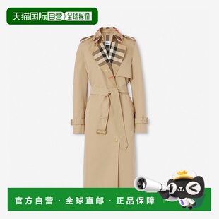 欧洲直邮Burberry (2025新品) 长款格纹衣领嘎巴甸 Trench 风衣