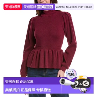 自营English Factory Peplum Waist Wool-Blend Top - red 美国奥