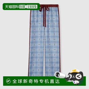 安可拉紅真絲斜紋馬銜扣印花長褲 歐洲直郵Gucci 古馳 女士淺藍(lán)色