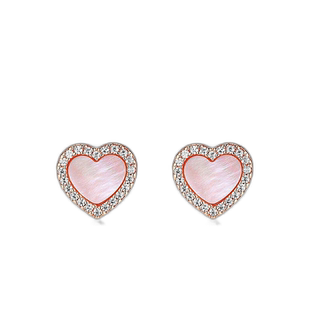 自营Apm Monaco女士耳钉粉色母贝爱心小众轻奢优雅新年礼物