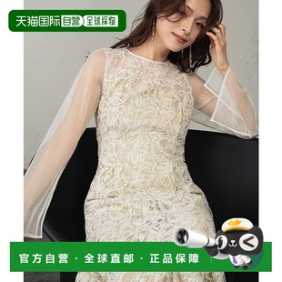 日本直邮GIRL 半透明荷叶袖 女装 总蕾丝 派对连衣裙 宽松 1h可退