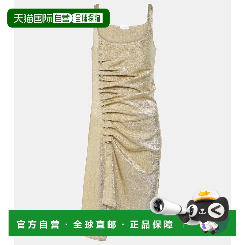 1h可退 香港直邮潮奢 Rabanne 女士 Lurex® 褶皱迷你连衣裙
