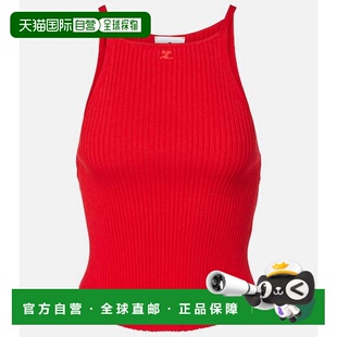 1h可退 香港直邮潮奢 Courreges 女士 圆形徽标罗纹针织背心上衣