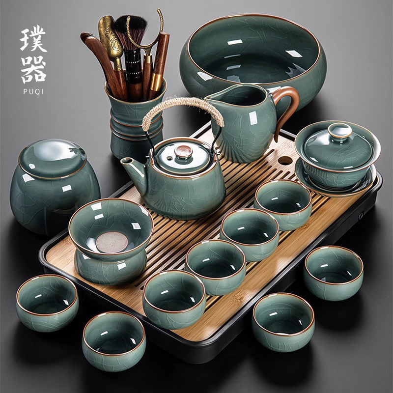 哥窑功夫茶具套装家用办公会客高档轻奢一整套陶瓷泡茶壶茶杯茶盘
