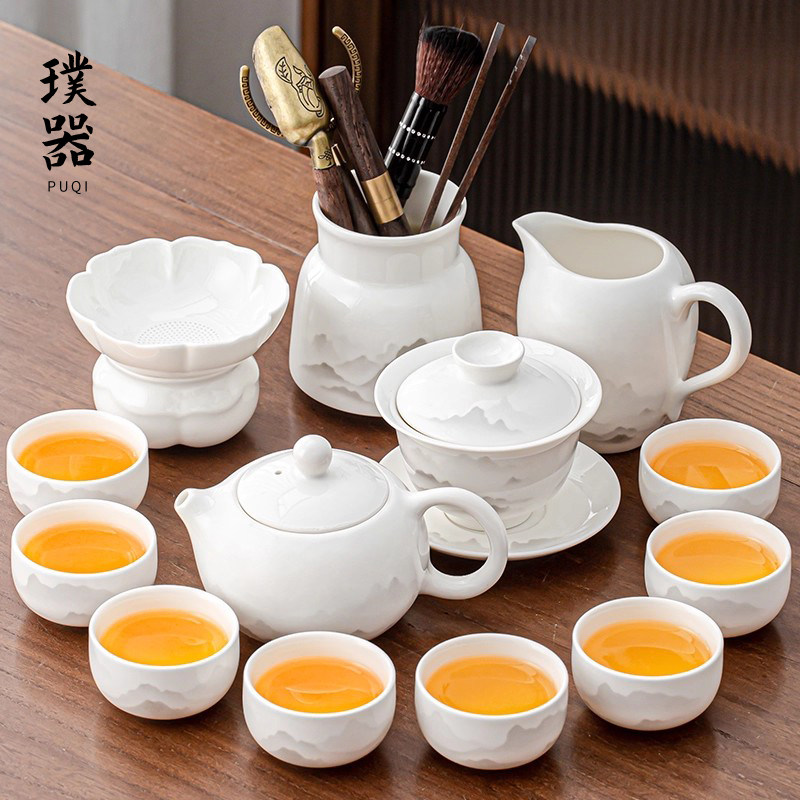 2025新款羊脂玉瓷整套茶壶茶具套装高档轻奢办公泡茶专用茶壶茶杯
