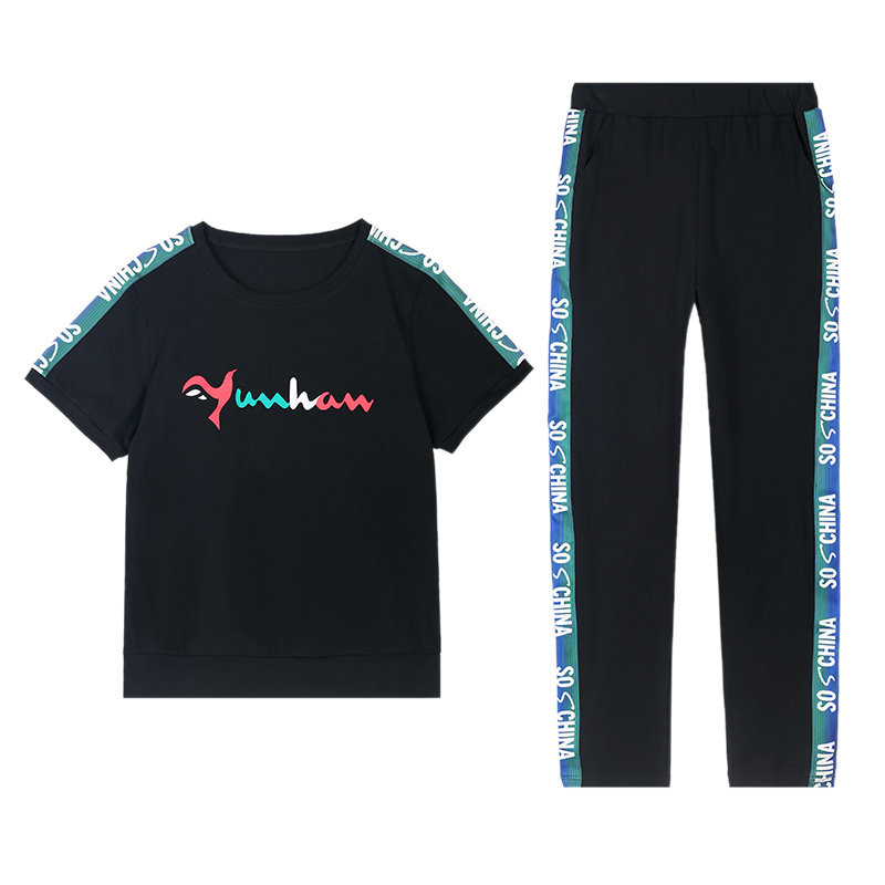策域纯棉运动套装女2022年夏季新款休闲服时尚薄款夏天洋气两件套