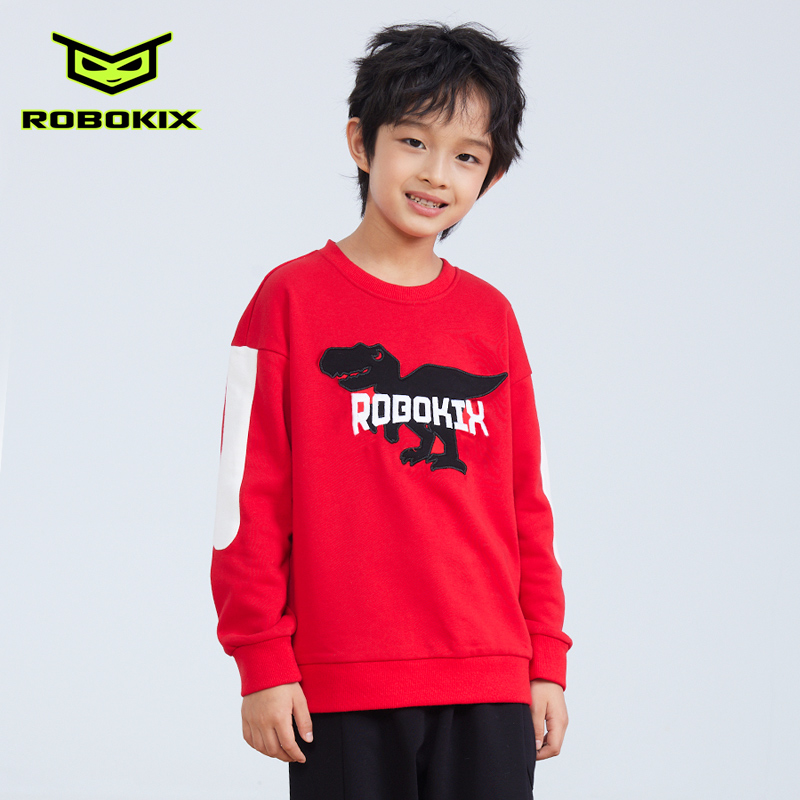 新年款卫衣时尚撞色拼接恐龙图案