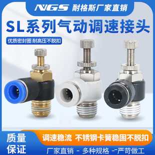 气缸气动SL节流阀接头可调速快插SC4/SL6/8/10/12-M5 01 02 03 04