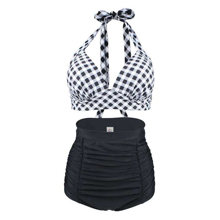 两件套分体高腰比基尼泳装绑带欧美泳装泳衣女ebay