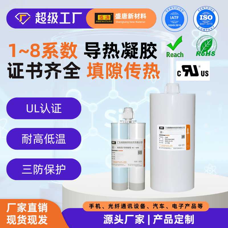 散热器高导热凝胶1-8w系数灰色快速固化弹性硅胶胶水阻燃环保材质图片