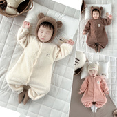 婴儿连体衣秋冬新款 云朵绒保暖睡衣新生儿哈衣男女宝宝外出爬服