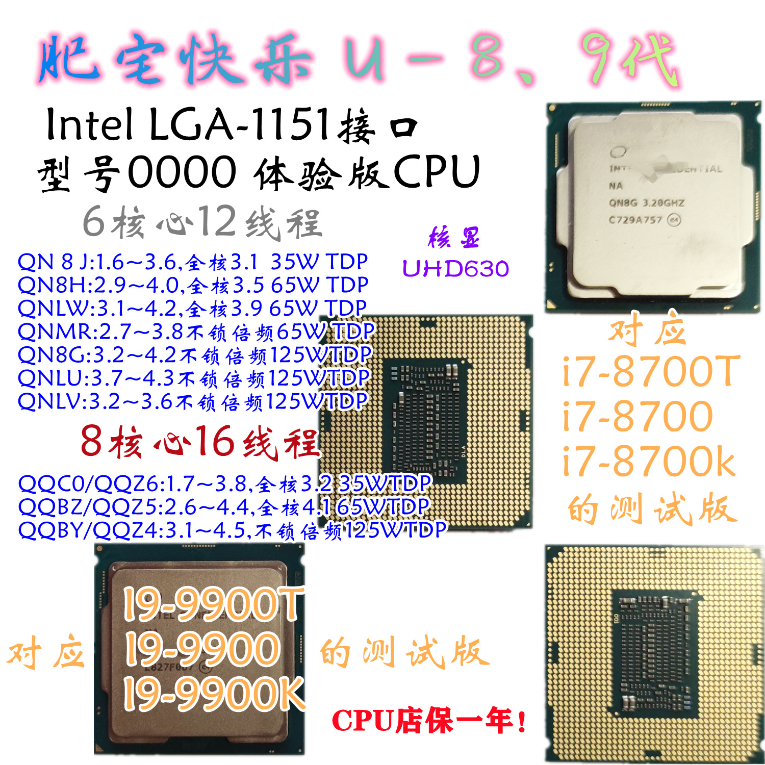 8,9代i7 8700K QN8G QN8H QN8J QQC0 QQBZ QQBY ES CC150正式CPU-封面