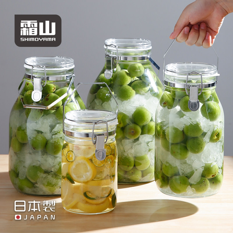 星硝日本进口手提泡酒玻璃瓶不锈钢泡菜酿梅子酒罐带盖密封酿酒罐