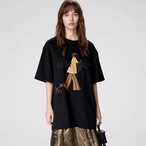 uti尤缇2024夏季新款 趣味印花宽松休闲T恤女短袖上衣UK2D0193190