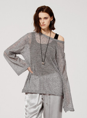 uti尤缇2025夏季新款灰色松弛感罩衫女垂感针织衫上衣UL2D1194181