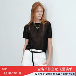 uti尤缇2026夏季新款黑色休闲短袖圆领套头毛衫女上衣UL261132590