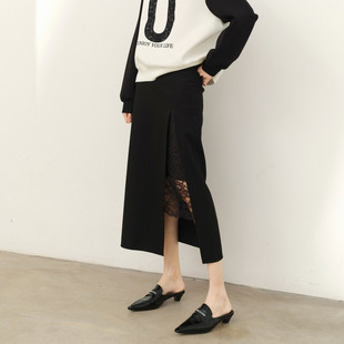 uti尤缇2026春季新款蕾丝拼接包臀半身裙女休闲直筒裙UL110301090