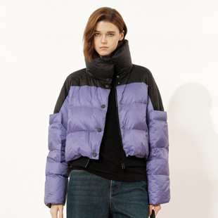 uti尤缇2024冬季新款 短款拼色潮流羽绒服女鸭绒外套UK4D0691998