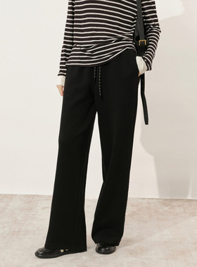 uti尤缇2025冬季新款宽松垂感休闲长裤女松紧腰阔腿裤UL4D0291190