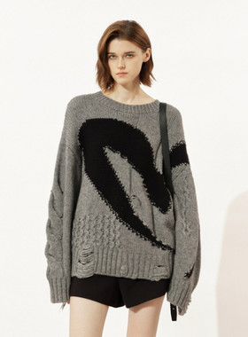 uti尤缇2025冬季新款 宽松休闲套头针织衫女长袖毛衫UL4D1190584