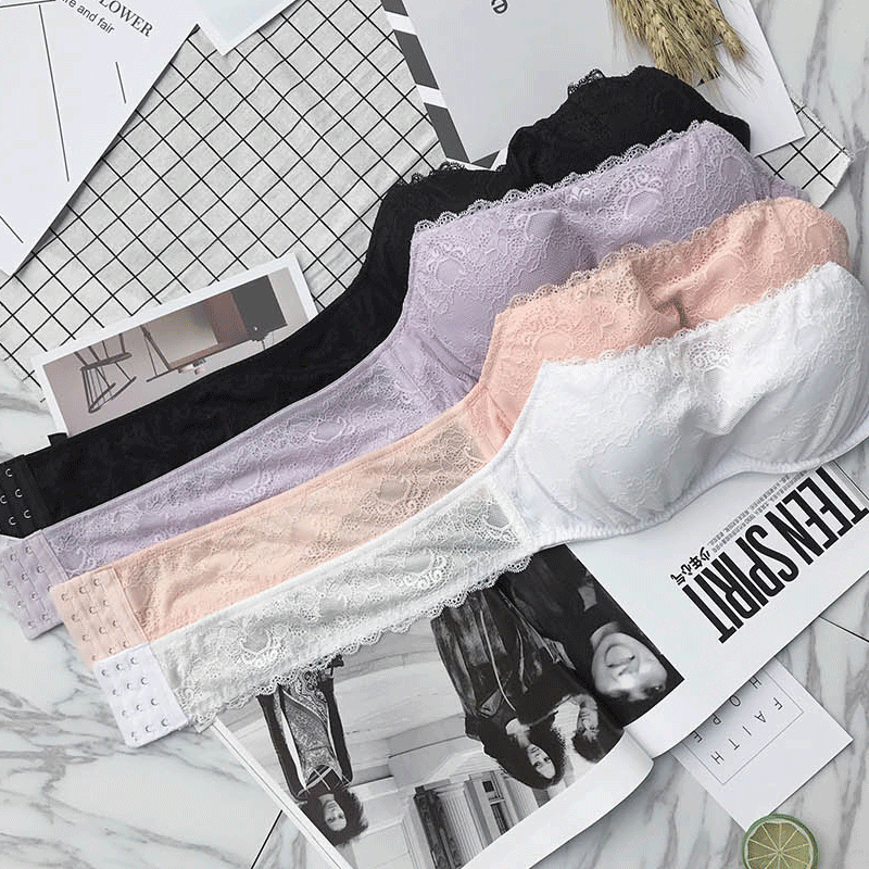 JA夏蕾丝无肩带侧扣防走光抹胸防滑裹胸钢圈打底内衣文胸女