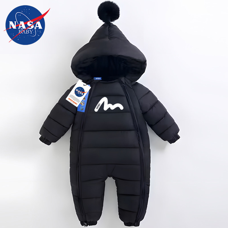 nasa潮牌外出婴儿羽绒服男女宝宝冬天加厚轻薄款a类0-1岁长款保暖
