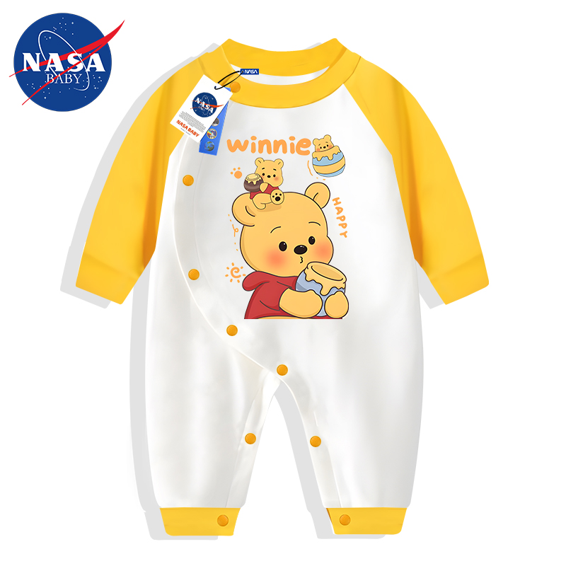 卡通长袖侧开连体衣A类纯棉秋季