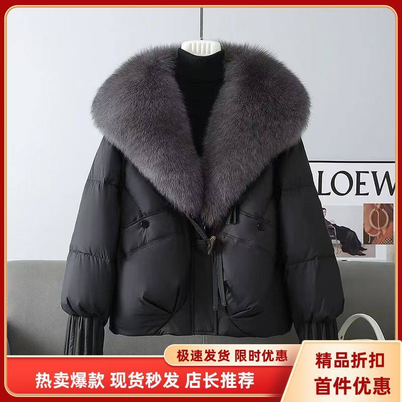 大毛领加厚羽绒棉服2025新款冬季