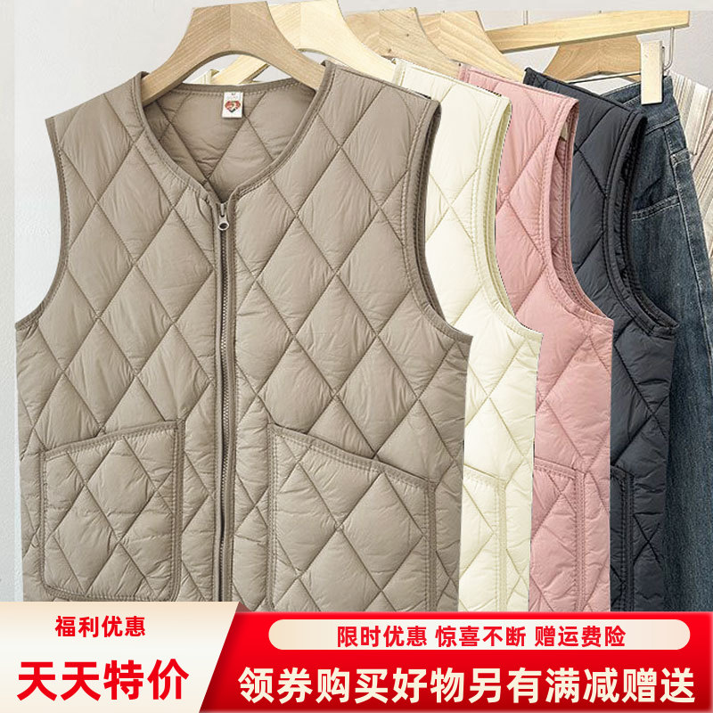 大码秋冬羽绒棉马甲女新款轻薄