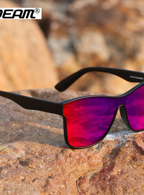 炫彩连体偏光紫红跑步太阳眼镜