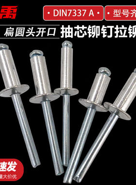 冰禹BYly-91抽芯铆钉拉铆钉扁圆头抽芯开口型铆钉DIN7337A型蓝白