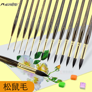 马蒂尼1098松鼠毛水彩画画笔专业美术绘画上色圆头勾线水粉颜料刷