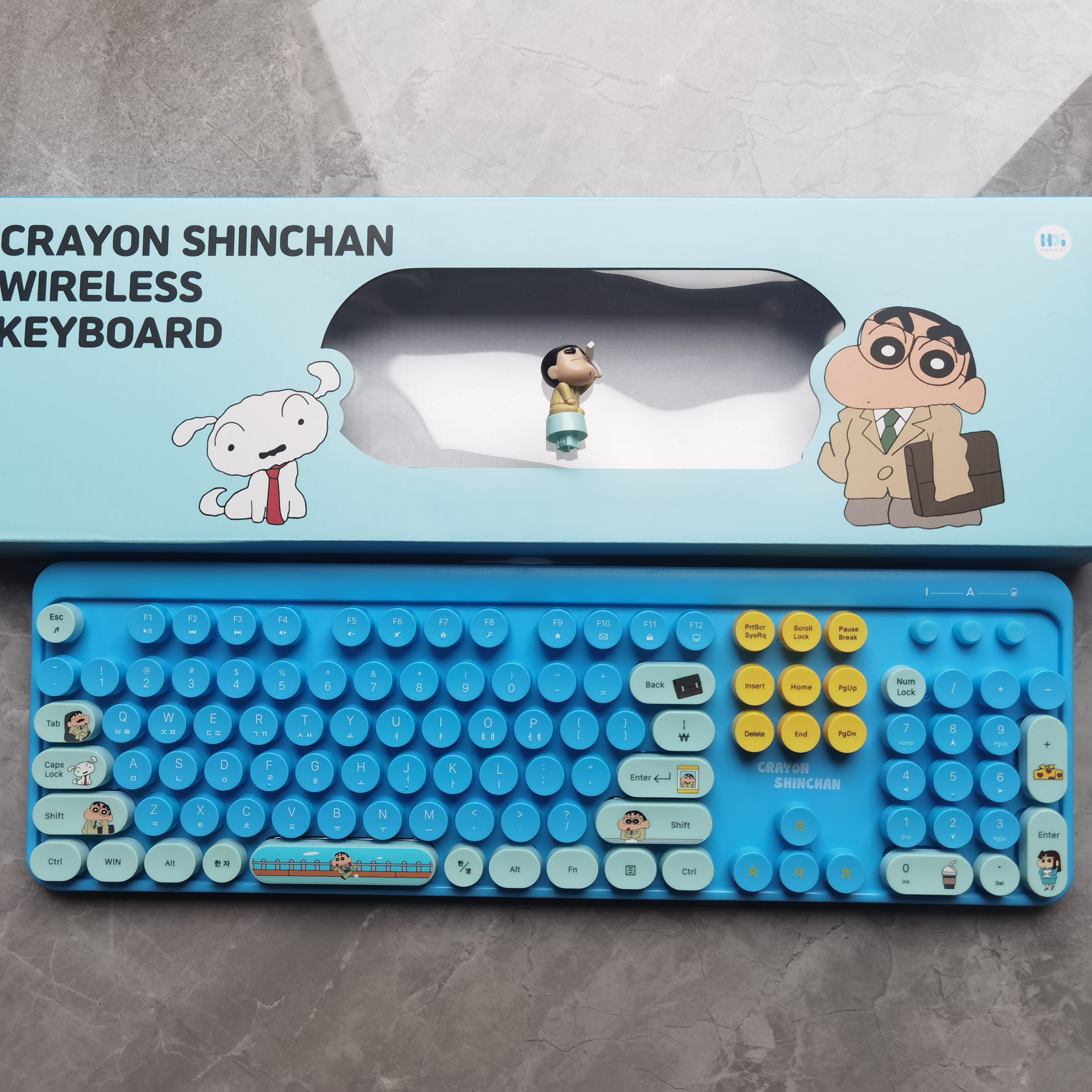 韩国正版蜡笔小新无线键盘笔记本台式机女生可爱卡通静音办公学习