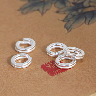 999足银手镯开口圈连接吊坠圆形手链项链纯银吊坠扣扣搭扣子