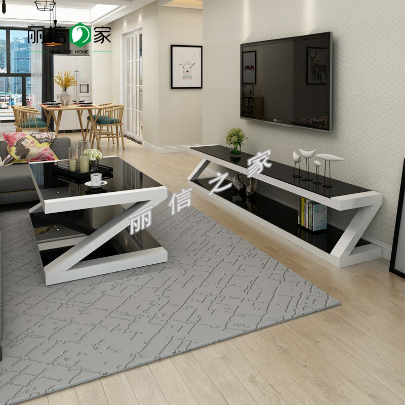 white Economic type TV cabinet tea table combination 1m1.4 Round corner of rice living room 1.7m Simple black white 2 m 1.2min the Residential furniture , Cabinet , TV cabinet  category - from Buy2taobao.com to provide professional Taobao agent buy service