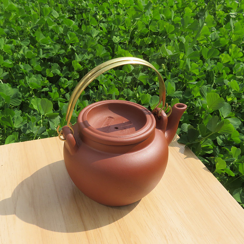 宜兴紫砂茶壶 名家正品手工 原矿红泥 洋桶壶 提梁大茶壶750CC