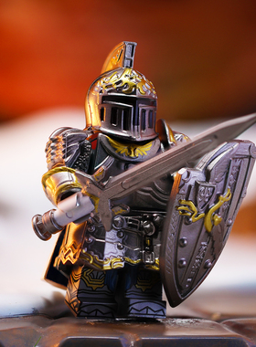 适用于乐高第三方MOC中古骑士银色剑盾最终幻想积木人仔拼装玩具