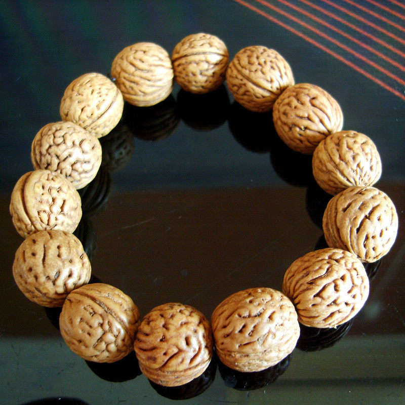 佛头手串山桃核 木质饰品圆点脑纹 多珠手链宝珠  包邮