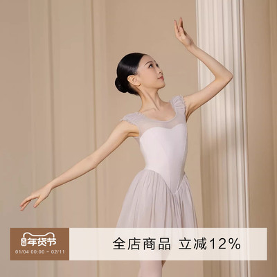 Danzbaby芭蕾舞儿童专业舞蹈无袖网纱木耳边拼接女童连衣裙BAS73